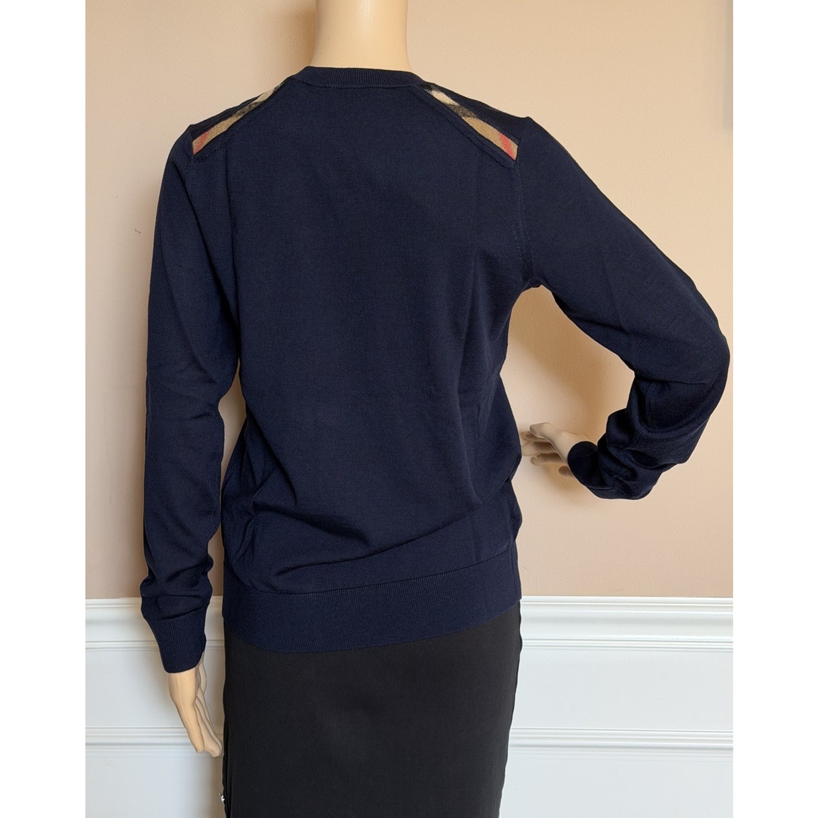 Burberry Lea 100% Wool Navy Sweater Xl 8091167 Nwt $830